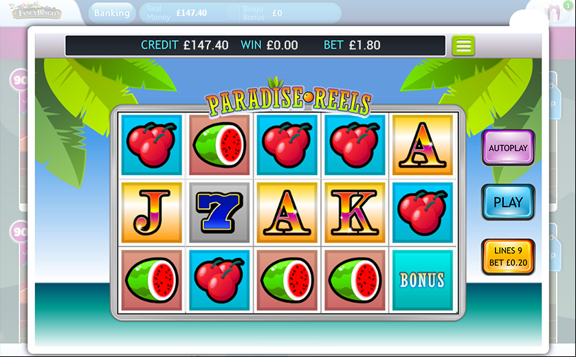 Play Fancy Bingo’s ‘Paradise Reels’ Slot, large view