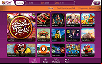 The rich slots lobby at Foxy mobile